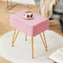 4 Teddy Velvet Stool Chair, Footrest Footstool Ottoman, Small Side Table, with Metal Legs, Step Modern Stool, Anti-Slip