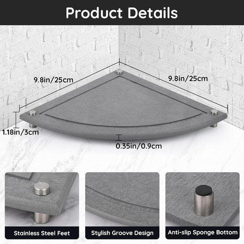 Segbeauty Water Absorbing Stone Drying Tray, 9.85in Quick Dry Diatomaceous Earth Corner Countertop Organizer, Corner Sink Shelf Tray for Bathroom Counter, Fast Drying Stone for Kitchen Counter by Segbeauty