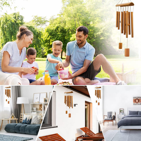 Windchimes Outdoors, Memorial Wind Chimes, Bamboo Wind Chimes for Outside, Deep Tone for Patio Garden Decor