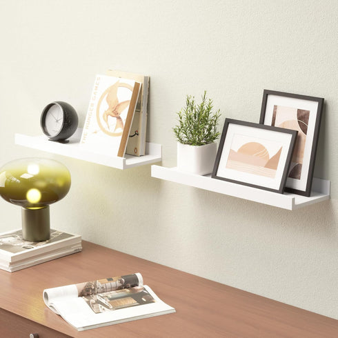 Set 2, Boswillon Floating Shelves Wall Mounted of Modern White Shelves for Bedroom, Nursery Shelves with Lip, Display