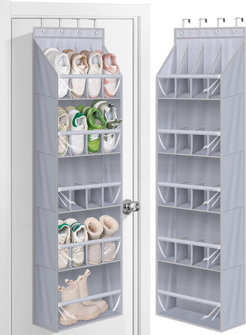 MISSLO 20 Pairs Over the Door Shoe Organizer for Closet Narrow Hanging