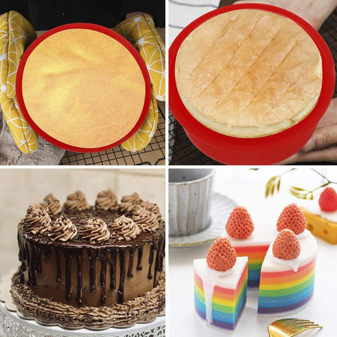 4 Inch Silicone Mini Cake Molds, Round Non-Stick Baking Pan, Reusable Cake Pans for Muffin, Cupcake, Layer Cake (Red,