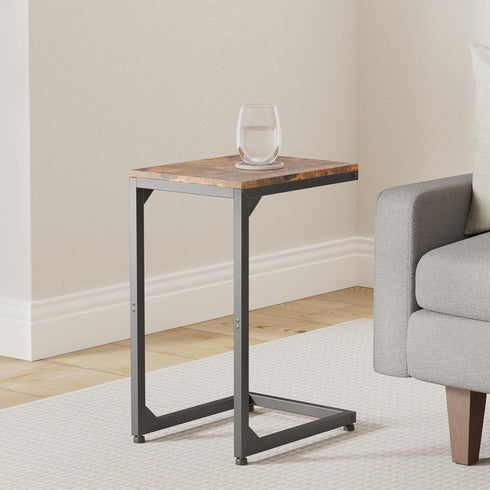 Artigarden C End Table with Metal Frame Small Side for Couch, Sofa TV Tray Tables for Living Room, Bedroom, Bedside