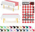 Red Gingham 6 Pack Checkered Premium Disposable Plastic Table Runner - 14 x 108 Inch