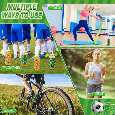 Maxdot 24 Pack 14.2 OZ Soccer Plastic Cups with Lid and Straw Bulk Soccer Cup with Lid and Straw Clear Reusable Plastic