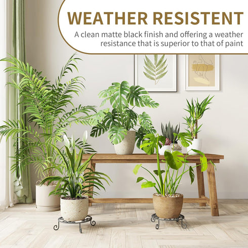 2 Pack 10 PROWORX Diameter Metal Outdoor Plant Stand Indoor, Black Heavy Duty Potted Holder, Round Anti-Rust Wrought