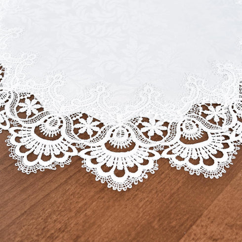 24 Inch Wolkemer Elegant White Lace Jacquard Round Doily Tablecloth Table Topper Decoration Cover for Home Dresser