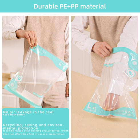 Reusable Sous Vide Bags, 20 PCS BPA Free Vacuum Sealer Bags for Cooking, 20 Food Storage Bags & 4 Seal Clips