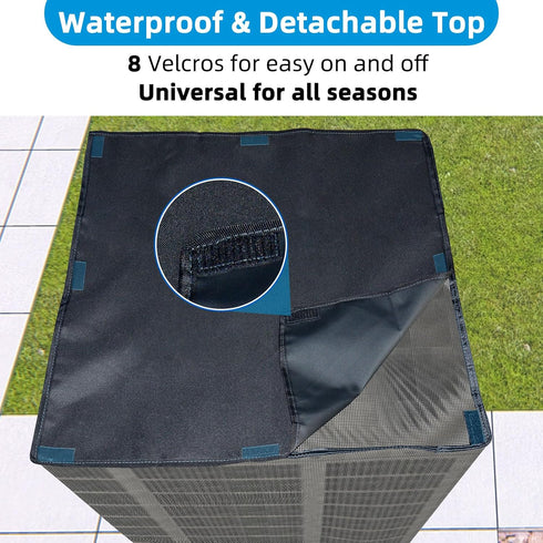 Qualward Full Mesh Central Air Conditioner Cover with Detachable Waterproof Top, Ventilated & All Seasons Design,