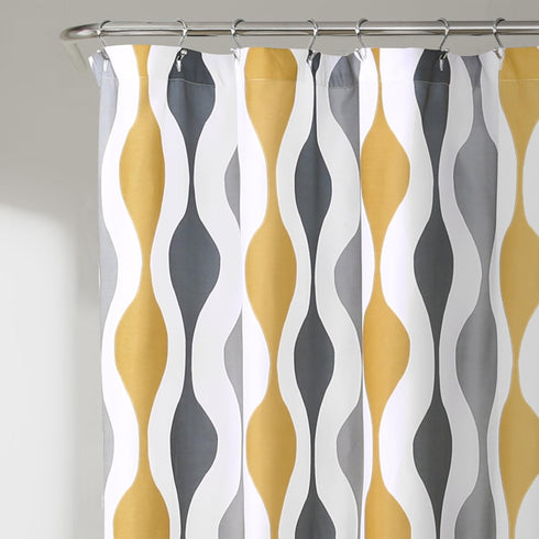 Lush Decor Mid Century Geo Shower Curtain, 72" x 72", Gold & Gray
