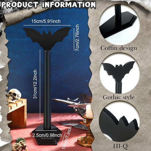 Yaomiao 2 Pcs Paper Towel Holder Bat Halloween Decor Gothic Paper Towel Holder Modern Witchy Dispenser Wooden Roll