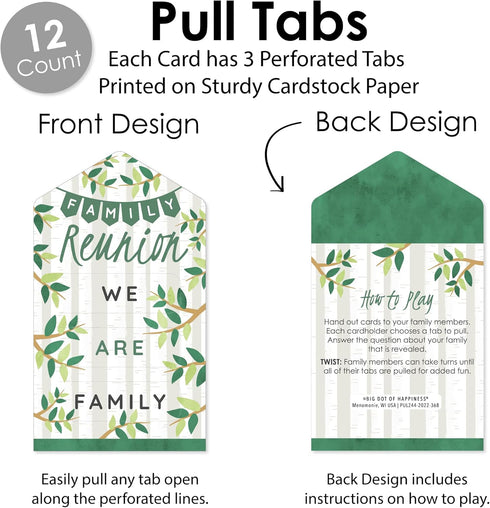 Big Dot of Happiness Family Tree Reunion - Family Gathering Party Game Pickle Cards - Set of 12 Conversation Starters