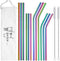 Hiware 12-Pack Rainbow Metal Straws, Reusable Stainless Steel Drinking Straws with Case