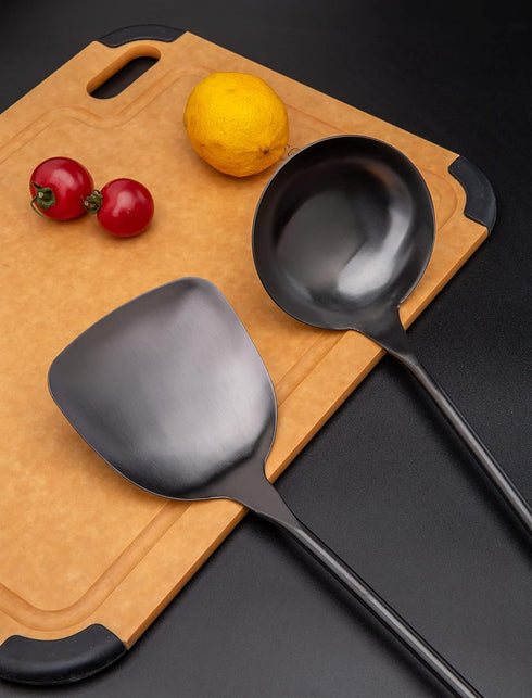 FJNATINH Spatula & Ladle Wok Tool Set, 14.2-15 inches Stainless Steel Wok Utensils