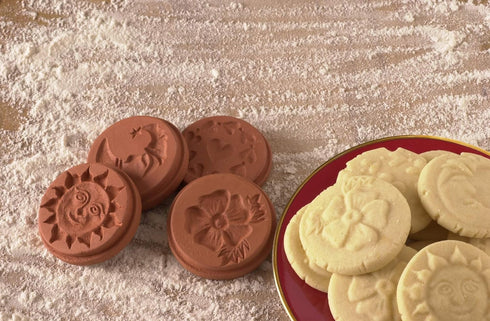 Terra Cotta Cookie Stamps for Baking, Oven & Dishwasher Safe - Ideal for Cookies, Pastry, Shortbread, Leaf Designs