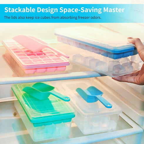 Silicone Ice Cube Tray with Leak-Proof Lid & Storage Bin | BPA-Free 36-Piece Nugget Ice Molds with Spill-Resistant Cover