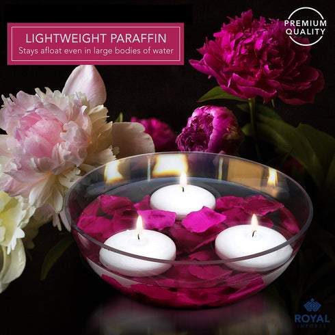 Royal Imports White Floating Candles 3" - Pack of 24 Unscented Dripless Wax Discs, Made in USA