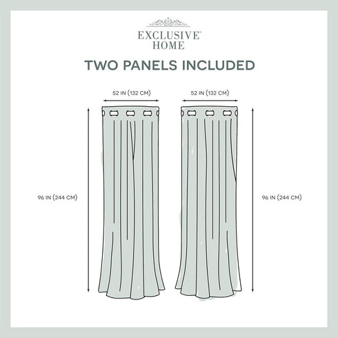 EXCLUSIVE HOME Kochi Light Filtering Linen Blend Grommet Top Curtain Panel Pair, 52x96, Dove Grey