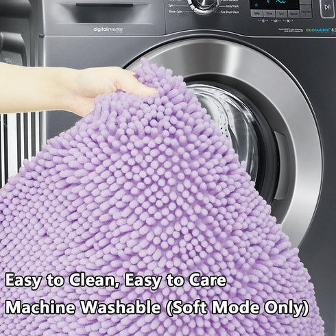 Bathroom Rugs Chenille 3-Piece Extra Soft and Absorbent Shag Bathroom Mats, Machine Wash Mat, Strong PVC Non-Slip
