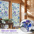 Coavas Stained Glass Window Privacy Film, 3D Violet Flower Static Cling Decals, 17 x 118.1 Inch, Bathroom Sun Heat