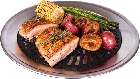 Kitchen + Home Indoor BBQ Stove Top Smokeless Grill, Stainless Steel with Double Coated Non Stick Surface