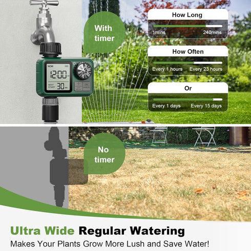 XinFuture Water Timer, Programmable Garden Hose Timer with Rain Delay, Waterproof Digital Irrigation Timer
