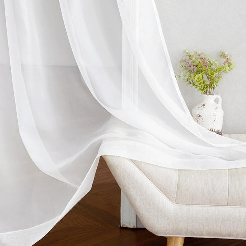NICETOWN Sheer Curtain Panels Grommet, Ivory Voile for Bedroom/Living Room, 2 Pieces, 54" x 63"