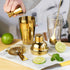 True 4-Piece Cocktail Shaker Set, Gold Includes Cobbler Shaker, Strainer, Jigger, Bar Spoon