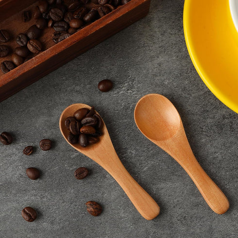 6 Pcs Small Wooden Spoons, 3.7 Inch Tiny Spoons for Spices, Mini Wooden Condiment Spoons for Sauces, Salt, Sugar