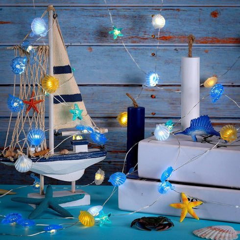 2 Sets 20 60 Xuhal Total FT LED Ocean Decor String Lights for Bedroom Beach Nautical Theme Lights of Marine Life
