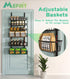 Over The Door Pantry Organizer, 6-Tier Deep Baskets Hanging Metal Rack for Home & Kitchen, Black
