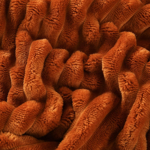 5060 Cozy Burnt Orange Sherpa Fleece Throw Blanket for Couch Sofa Bed,Double Side Soft Fuzzy Plush Thick Flannel