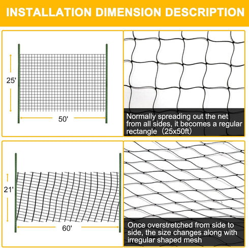 25'x50' 2.4" BSTPCOO Bird Netting for Chicken Coop, with Square Mesh Poultry Netting Heavy Duty Nylon Nettings