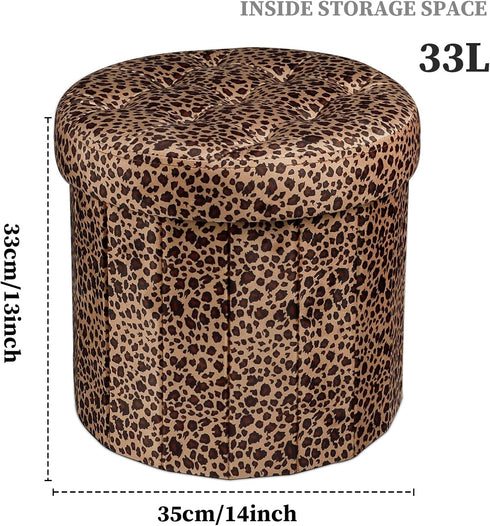 14x14x13in, Bsketa Storage Ottoman, Folding Foot Stool with Thicker Foam Padded Seat Small Velvet Storage Ottoman Foot