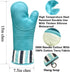 RED LMLDETA Heat Resistant 550 Degree Oven Mitt, Silicone Hot Mitts - 1 Pair, Extra Long (Blue Mittens)