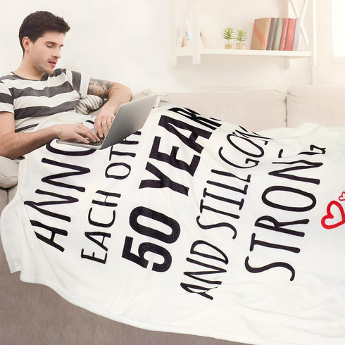 Dulkjio 50th 50th 50 50th 60"X50" Anniversary Blanket Gifts, Anniversary Wedding Gifts for Couple Parents, Golden Year