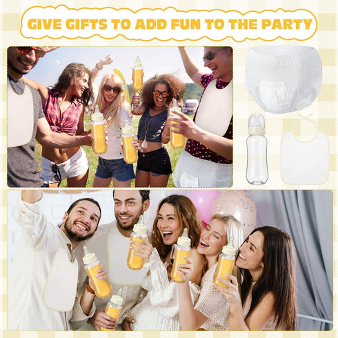 giftlyze 8 Sets Bottle Chug Baby Shower Games Juegos Para Plastic Baby Bottles Bibs Disposable Diapers Gender Reveal