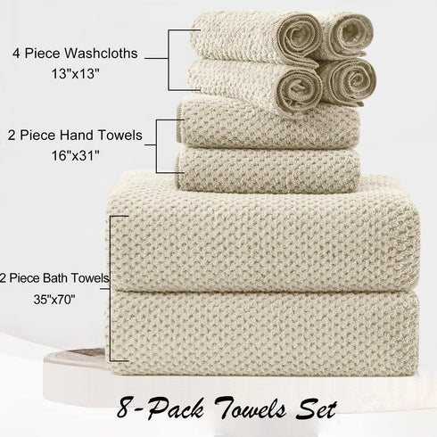 8 Set-2 Sheets,2 Towels,4 Washcloths-600GSM Piece Large Camel Family Bath Towel Oversized Bath Towel Hand Soft Highly