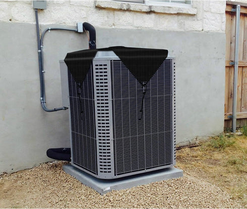 Patio Outdoor AC Unit Cover, 28"x28" Solid Black for Winter Air Conditioner Compressor with Bungee Cords