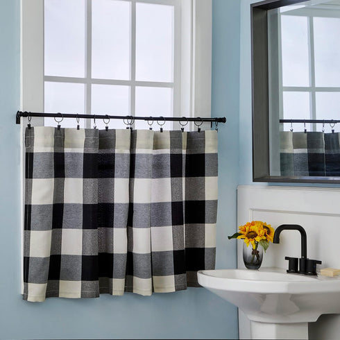 SKL Home Grandin Cafe Curtain Tier Pair, 57x24, Black/Natural