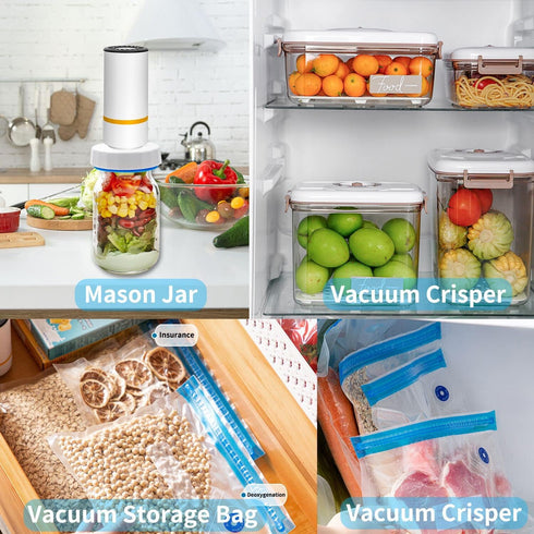 Set Electric Mason Jar Vacuum Sealer Kit ,Handheld Food Vacuum Sealer and Accessory Hose for Food Storage with Regular