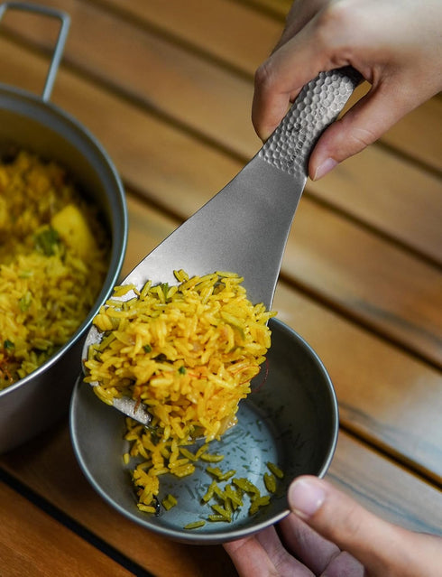 Boundless Voyage Titanium Rice Spoon, Short Handle Cooking Shovel for Outdoor Camping and Household Use