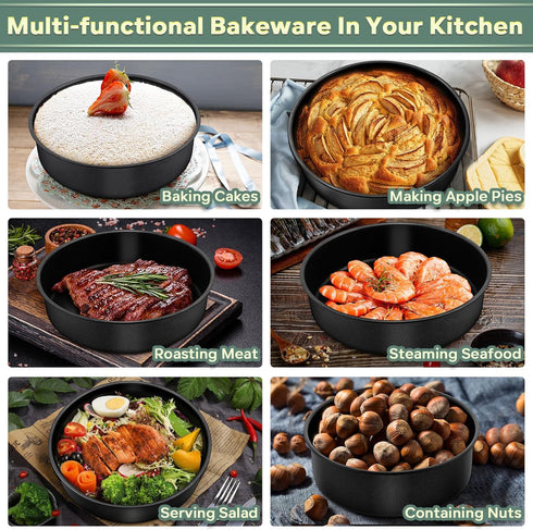 P&P CHEF Cake Pan Set of 2, 9.5 Inch Nonstick Round Baking Pans for Birthday, Wedding, Christmas Layer Cakes.