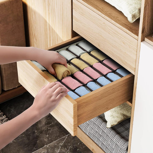 Joyoldelf Drawer Organizer Divider, 2 Packs, 24 Cell Collapsible Closet Organizer for Storing Socks, Bra, Ties