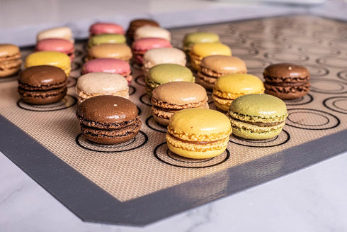 Macaron Baking Mats, Pack of 2 Full Size Silicone Mats with Size Guiding Circles, Non Stick