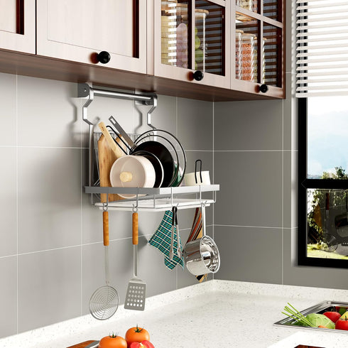 TQVAI Over Sink Dish Drainer Drying Rack, Stainless Steel Foldable Wall Mounted Dish Racks with Drainboard Hanging Rod