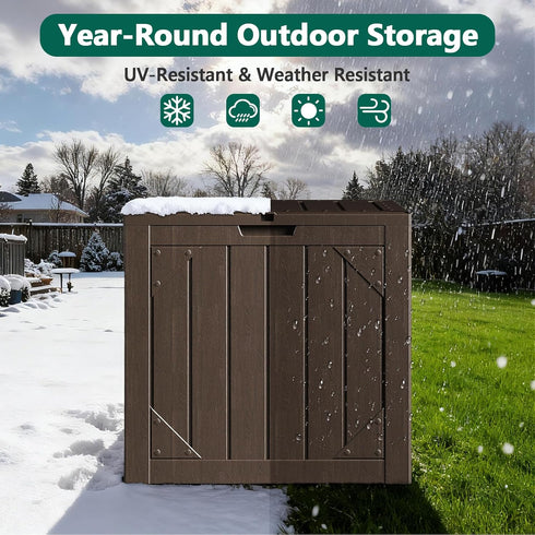 30 Gallon Outdoor Storage Box, Waterproof Resin Deck Box Organizer for Patio Cushion Storage, Lockable Outside