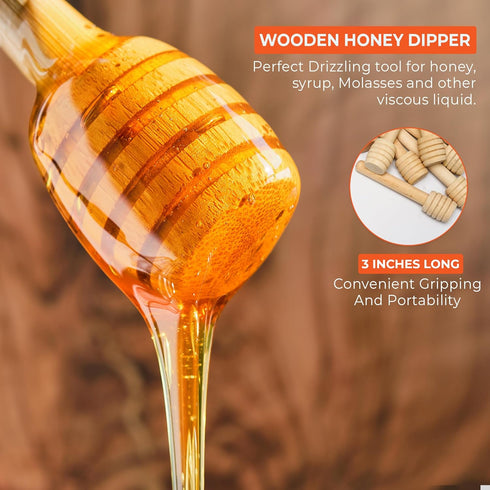 Gloriec 40 3 Inch Pcs Honey Dipper Sticks - Wooden Honey Dipper- Mini Wooden Honeycomb Sticks, Honey Stirrer Stick