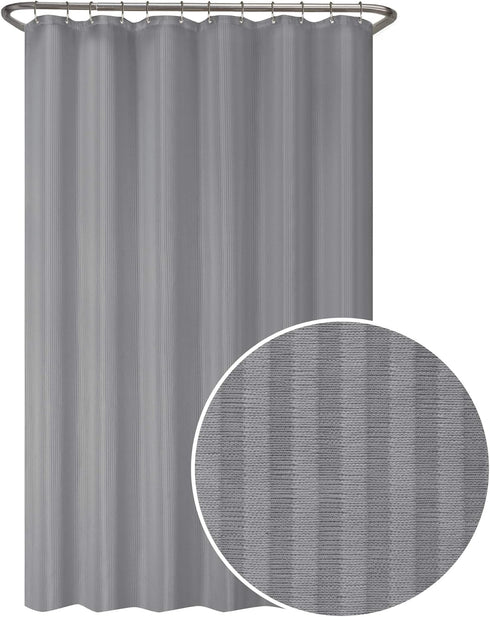 Zenna Home Ultimate Striped Waterproof Fabric Shower Curtain or Liner, 70" x 72" Grey