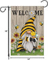Welcome Summer Gnome Garden Flag, Spring Summer Bee Sunflower 12x18 Double Sided Burlap House Flag